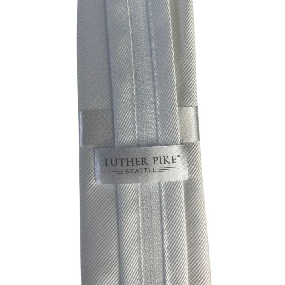 Luther Pike Zipper Pre Tied Satin Look Tie Boys White New Wedding